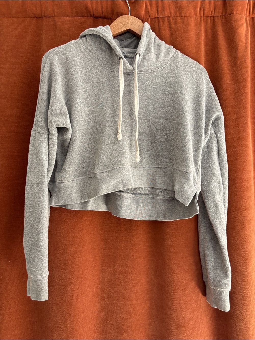 J. America Light Gray Cropped Hoodie with Drawstring